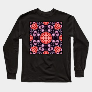 Crystal Hearts and Flowers Valentines Kaleidoscope pattern (Seamless) 37 Long Sleeve T-Shirt